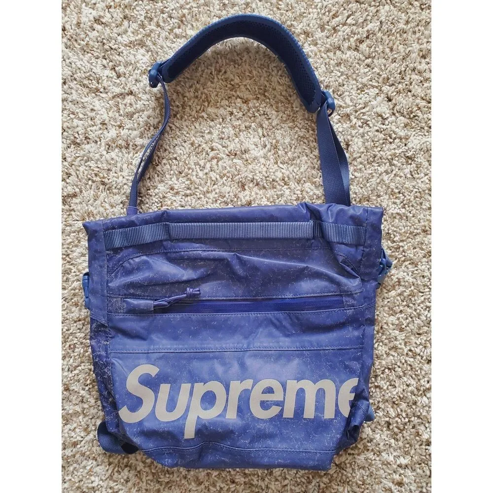 Supreme Waterproof Reflective Speckled Blue Logo Shoulder Bag